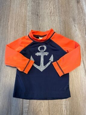 Gymboree Kids Rash Guard Swim Shirt - Navy and Orange